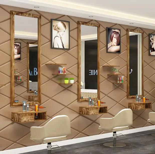 Фризьорски салон засаждане стенни подвесная модерна еднопосочна подвесная стенни сцена ретро от масивна дървесина грим, фризьорски огледало