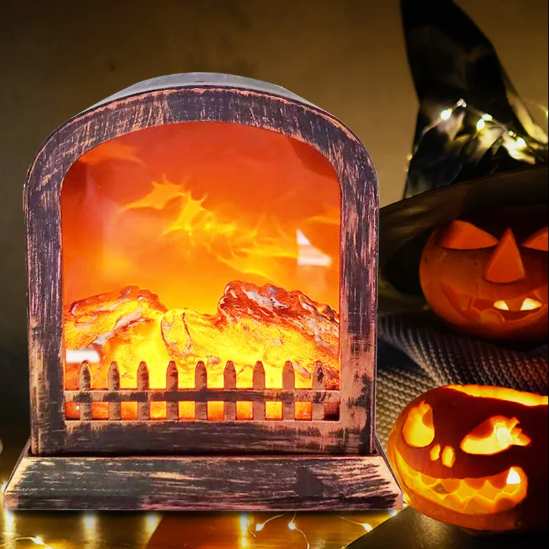 Хелоуин Украса Моделиране на пламъка на лампата духове къща бар сцена, декорация Хелоуин вечерни подпори фенер