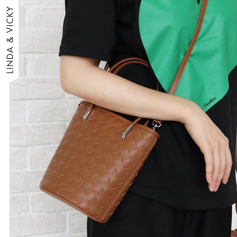 Чанта за Жени 2022, Луксозна Дизайнерска Чанта от Естествена Кожа, Плетени Съставна Чанта-Кофа, Модни Висококачествена Чанта за през Рамо, на Новост
