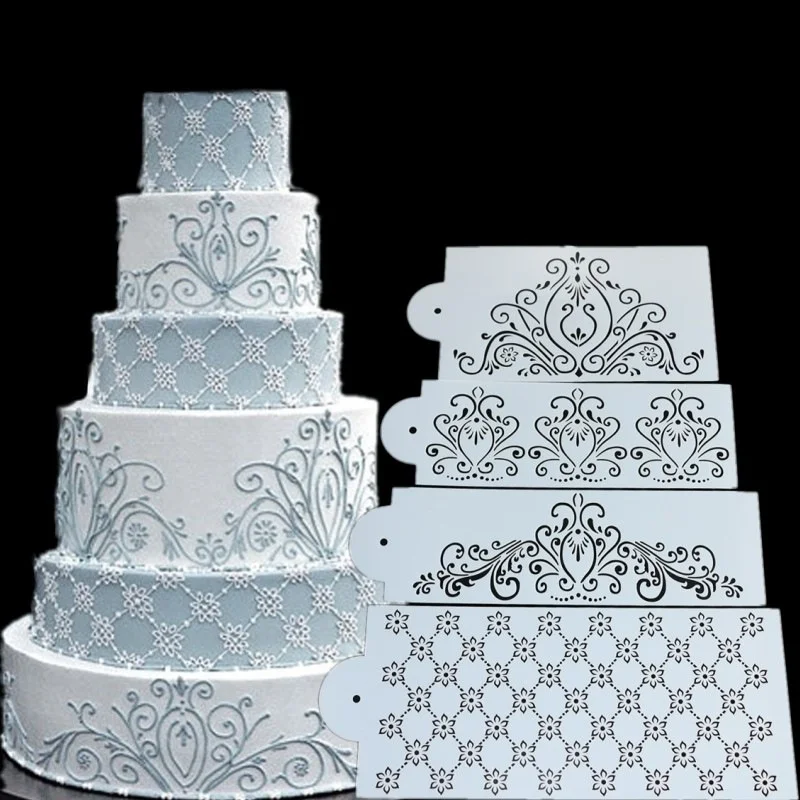 Шаблон За Торта във Формата На Лист Модел Украса на Тортата Пластмасови Дантелени Листа На Тортата Бодер Спрей Цветя Шаблон САМ Формата За Рисуване Инструмент