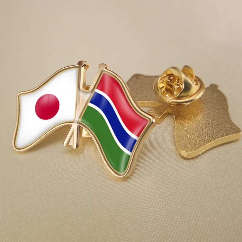 Япония и Гамбия Кръстосани Двойни Знамена Приятелство Игли за Ревери Брошки Икони