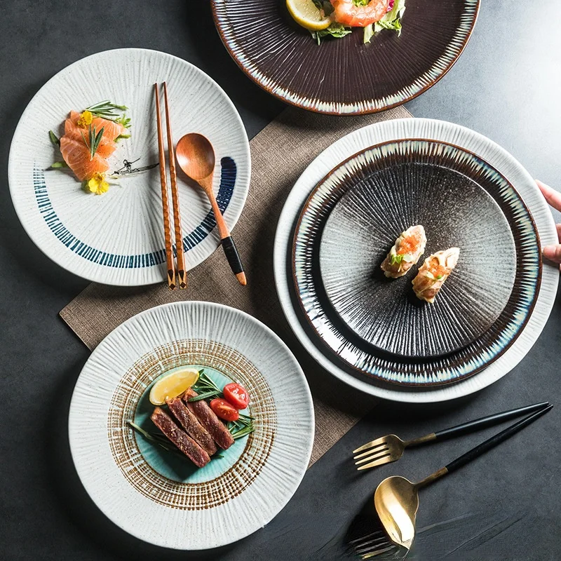 Японската керамична плоча за готвене на творчески ресторанная чиния пържола западна чиния за закуска домакински плоска чиния за суши