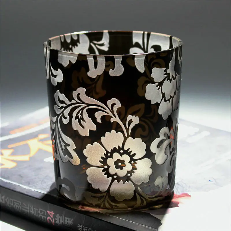 Японското граненое стъклена Чаша За Уиски Черен Син Златна Ръчно изработени декорация на дома, ретро занаят