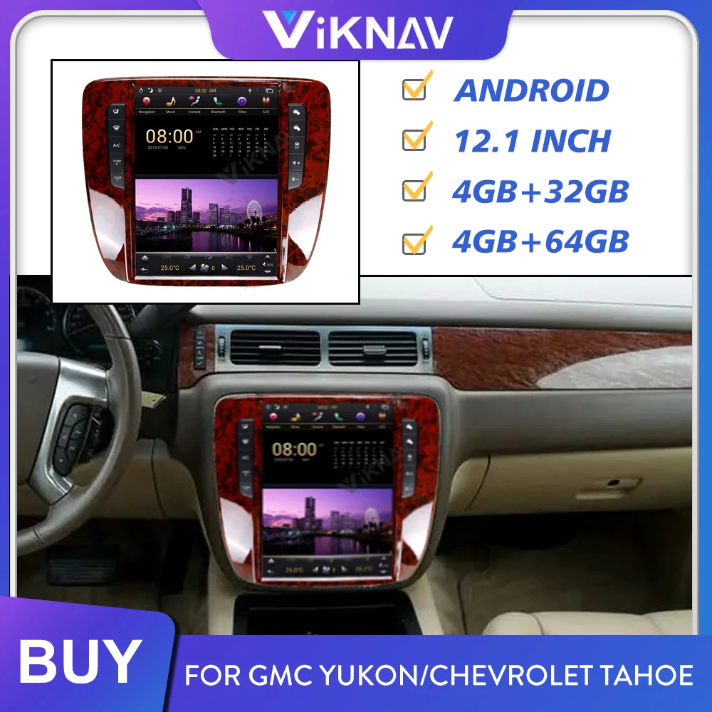 за GMC Yukon за Chevrolet Tahoe въз основа на 2007-2012 Android Стерео Радио Авто Мултимедиен Плейър Главното устройство за Записване 2din 12,1 инча