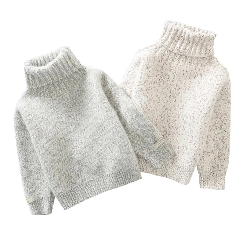 нови обикновена зимни ризи с високо воротом за момчета и момичета, обикновен детски дебели плетени turtlenecks с дъното, обикновен пуловер с висока яка, пуловер