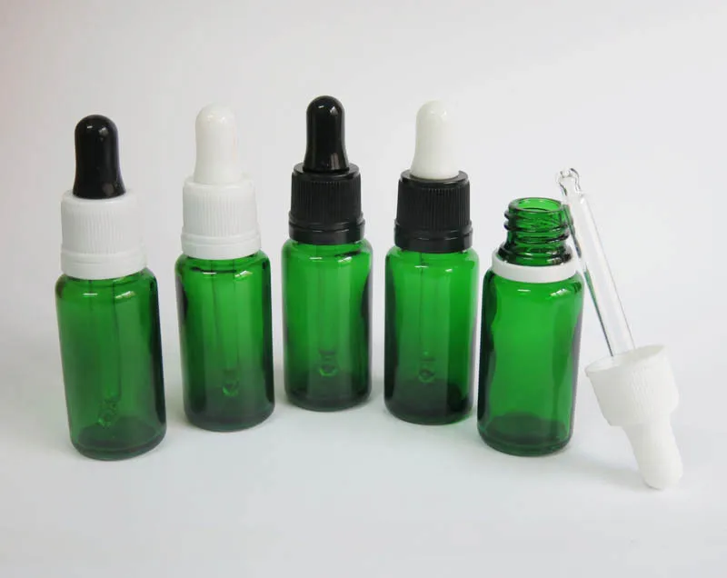 продажба на едро 100 Бр празни 15 мл Зелени Стъклени Буркани, Флакони-пипети за реактиви, 15 мл стъклени Флакони-пипета за ароматерапия