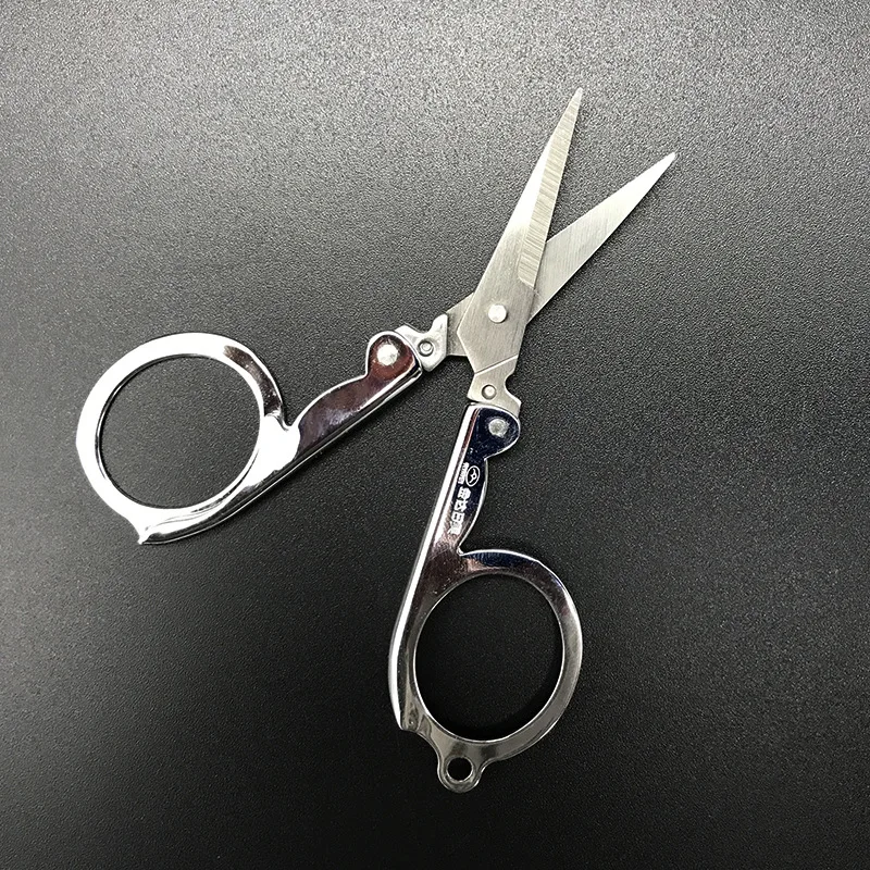 сгъваеми ножици от неръждаема стомана, издръжлив мини джобни пътни ножици студентски ножици за подстригване риба нож