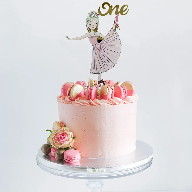 танцуваща момиче торта topper акрил за годовалой момичета, детски празнична украса на един рожден ден торта топперы