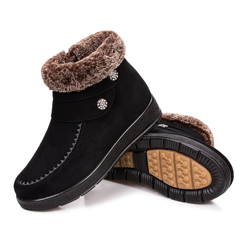 Зимни дамски Памучен обувки Плюшени Топли на Мама Къси зимни Памук ботуши на равна подметка