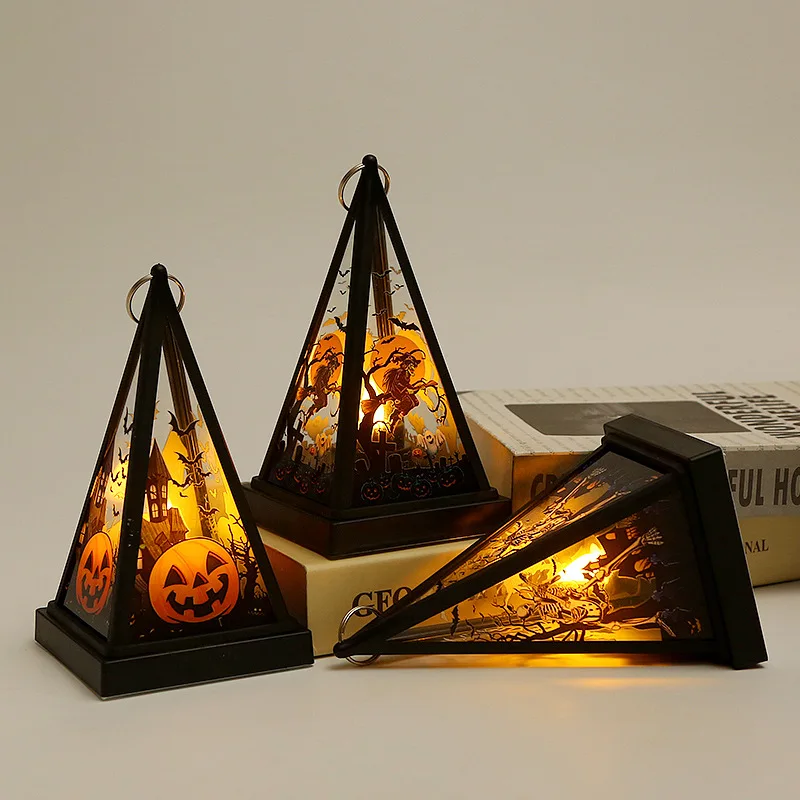 Нов Хелоуин Малък Вятър Лампа Пламък На Свещ Двигателят Е С Мазителна Светлина Въглен Черен Огън Камина Лампа Призрак Фестивал Украса Украса